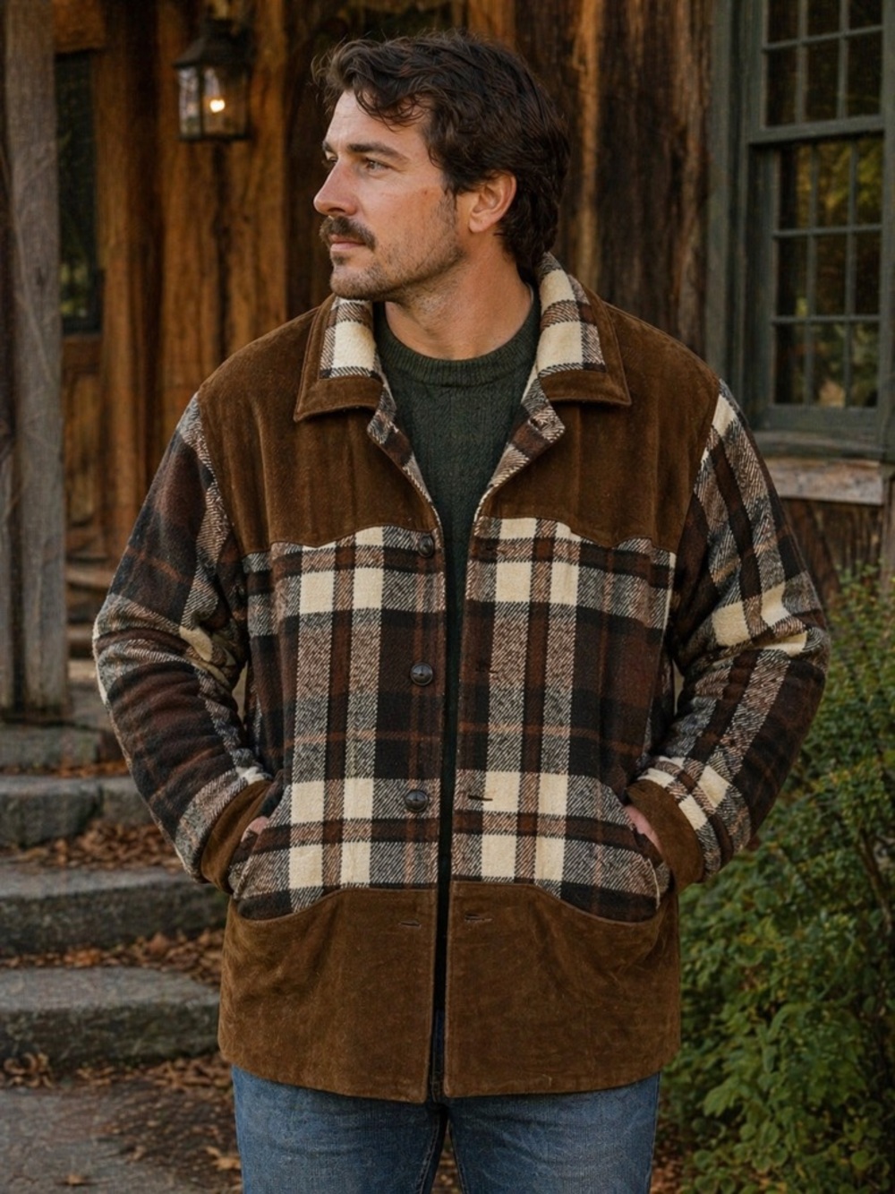 Vintage Laurence Roy suede and wool plaid jacket - Picture 8 of 8